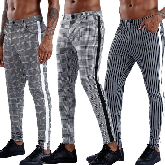 Elastic Casual Plaid Pants