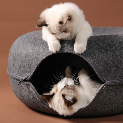 CatCave - Interactive Basket Natural Felt Cuddly Cat Cave Bed