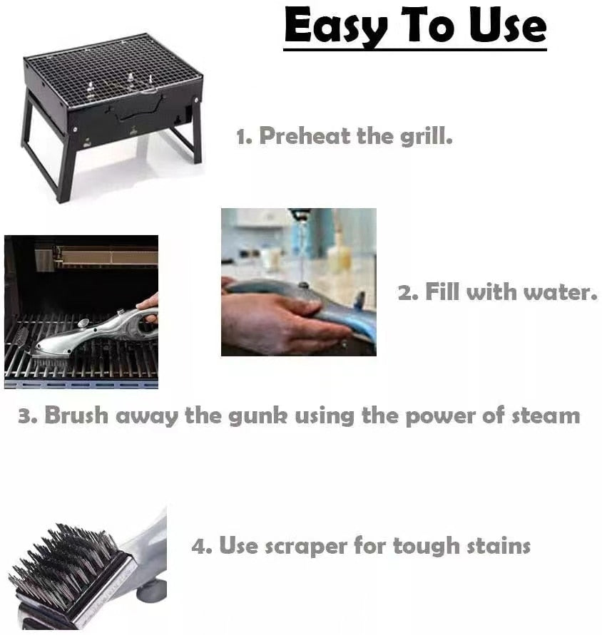 GRILL STEAM CLEANING BARBECUE BRUSH