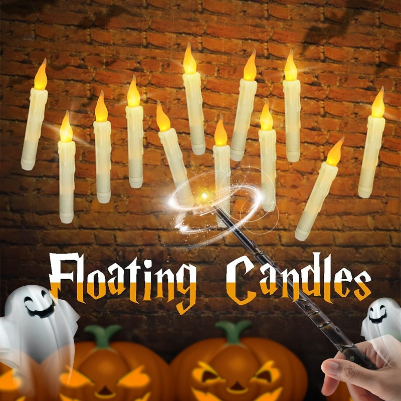 Floating LED Candles With Wand Remote Control